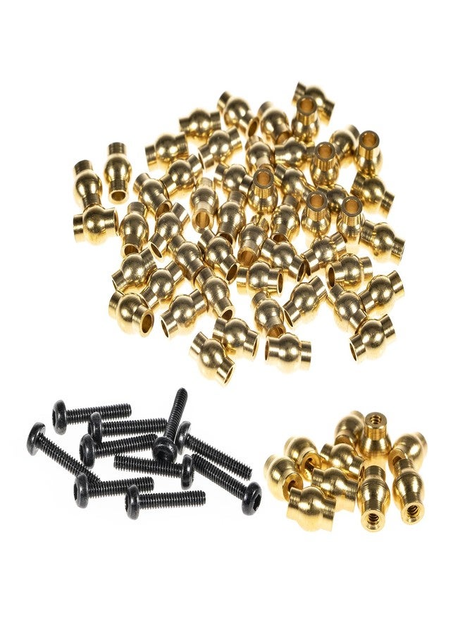 RampCrab RC Rod Ends Ball Studs Joints Set for SCX24 AX24, 60 Pcs Brass Ball, Upgrades Parts for 1/24 RC Crawler Car, Brass Upgrades Accessories Come with Screws - Image 1